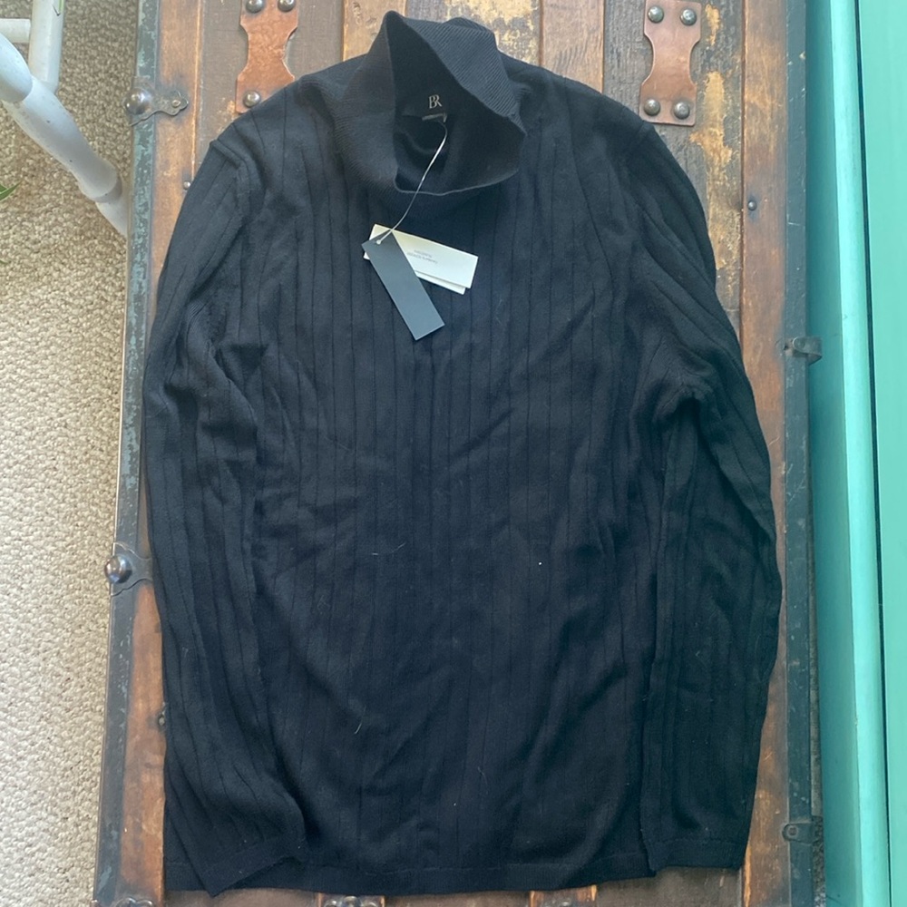 NWT Banana Republic black ribbed Marino wool turtleneck